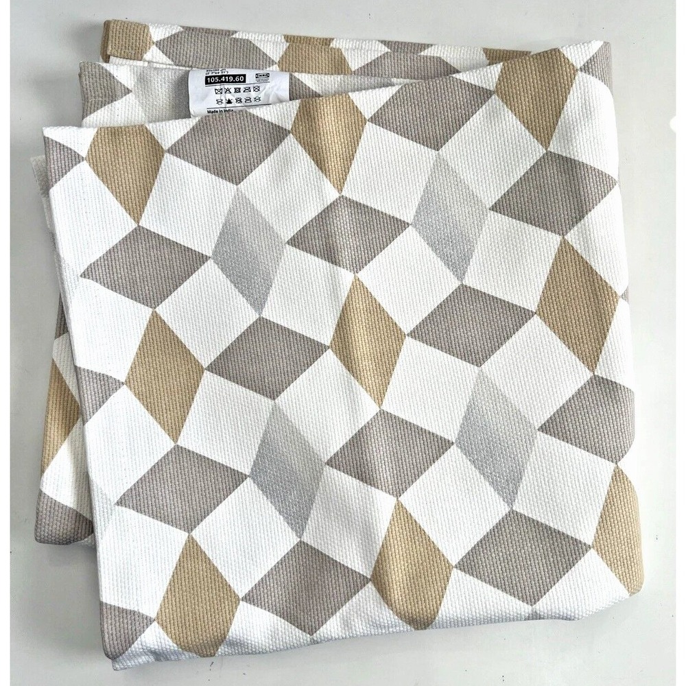 IKEA Gokvalla Floor Mats Geometric Pattern White/Taupe/Silver/Gold 105.419.60